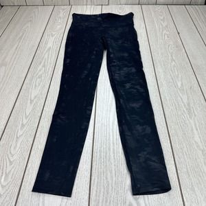 SPANX Leggings Faux‎ Leather Matte Black Camo Size Medium